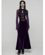 Punk Rave Violet Sexy Gothic Vintage Mesh Spliced Velvet Maxi Dress