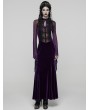 Punk Rave Violet Sexy Gothic Vintage Mesh Spliced Velvet Maxi Dress