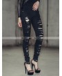 Devil Fashion Black Denim Gothic Punk Pants for Women