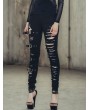 Devil Fashion Black Denim Gothic Punk Pants for Women