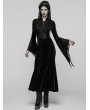Punk Rave Black Retro Sexy Gothic Velvet Flared Sleeve Fishtail Long Dress