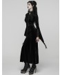 Punk Rave Black Retro Sexy Gothic Velvet Flared Sleeve Fishtail Long Dress