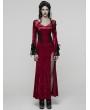 Punk Rave Red Gorgeous Gothic Velvet High Slit Fishtail Dress