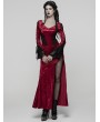 Punk Rave Red Gorgeous Gothic Velvet High Slit Fishtail Dress