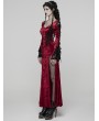 Punk Rave Red Gorgeous Gothic Velvet High Slit Fishtail Dress