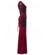 Punk Rave Red Gorgeous Gothic Velvet High Slit Fishtail Dress