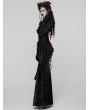 Punk Rave Black Gothic Gorgeous Velvet Beaded Tassel Fishtail Maxi Skirt