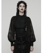 Punk Rave Black Retro Gothic Lace Embroidered Chiffon Shirt for Women