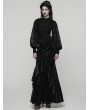 Punk Rave Black Retro Gothic Lace Embroidered Chiffon Shirt for Women