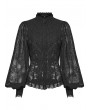 Punk Rave Black Retro Gothic Lace Embroidered Chiffon Shirt for Women