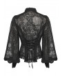 Punk Rave Black Retro Gothic Lace Embroidered Chiffon Shirt for Women