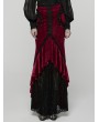 Punk Rave Red and Black Gothic Gorgeous Velvet Beaded Tassel Fishtail Maxi Skirt