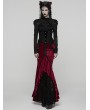 Punk Rave Red and Black Gothic Gorgeous Velvet Beaded Tassel Fishtail Maxi Skirt