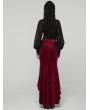 Punk Rave Red and Black Gothic Gorgeous Velvet Beaded Tassel Fishtail Maxi Skirt