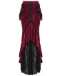 Punk Rave Red and Black Gothic Gorgeous Velvet Beaded Tassel Fishtail Maxi Skirt