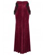 Punk Rave Red and Black Gothic Gorgeous Velvet Beaded Tassel Fishtail Maxi Skirt