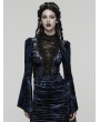 Punk Rave Black and Blue Sexy Gothic Gorgeous Velvet Lace Shirt for Women
