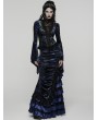 Punk Rave Black and Blue Sexy Gothic Gorgeous Velvet Lace Shirt for Women