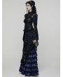 Punk Rave Black and Blue Sexy Gothic Gorgeous Velvet Lace Shirt for Women