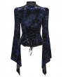 Punk Rave Black and Blue Sexy Gothic Gorgeous Velvet Lace Shirt for Women