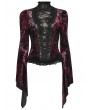 Punk Rave Red and Black Sexy Gothic Gorgeous Velvet Lace Shirt for Women