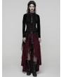 Punk Rave Red and Black Gothic Spider Web Mesh Lace High-Low Skirt