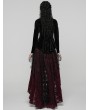 Punk Rave Red and Black Gothic Spider Web Mesh Lace High-Low Skirt