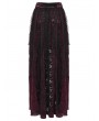 Punk Rave Red and Black Gothic Spider Web Mesh Lace High-Low Skirt