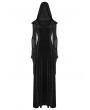 Punk Rave Black Gothic Hooded Ruched Velvet Long Dress