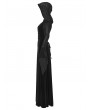 Punk Rave Black Gothic Hooded Ruched Velvet Long Dress
