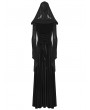 Punk Rave Black Gothic Hooded Ruched Velvet Long Dress