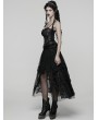 Punk Rave Black Gothic Layered Mesh Irregular High-Low Skirt