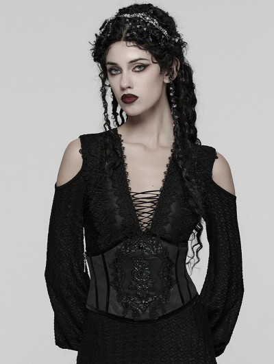 Punk Rave Black Gothic Gorgeous Embossed Leather Waistband