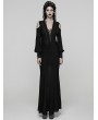 Punk Rave Black Elegant Gothic Sheer Mesh Plunging V-Neck Maxi Dress
