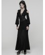 Punk Rave Black Elegant Gothic Sheer Mesh Plunging V-Neck Maxi Dress
