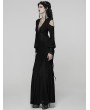 Punk Rave Black Elegant Gothic Sheer Mesh Plunging V-Neck Maxi Dress