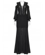 Punk Rave Black Elegant Gothic Sheer Mesh Plunging V-Neck Maxi Dress
