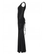 Punk Rave Black Elegant Gothic Sheer Mesh Plunging V-Neck Maxi Dress