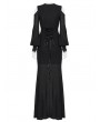Punk Rave Black Elegant Gothic Sheer Mesh Plunging V-Neck Maxi Dress