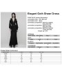 Punk Rave Black Elegant Gothic Sheer Mesh Plunging V-Neck Maxi Dress