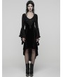 Punk Rave Black Gothic Velvet Ruffled Long Sleeve High-Low Dress