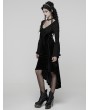 Punk Rave Black Gothic Velvet Ruffled Long Sleeve High-Low Dress