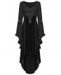 Punk Rave Black Gothic Velvet Ruffled Long Sleeve High-Low Dress