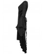 Punk Rave Black Gothic Velvet Ruffled Long Sleeve High-Low Dress