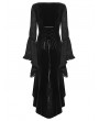 Punk Rave Black Gothic Velvet Ruffled Long Sleeve High-Low Dress