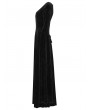 Punk Rave Black Sexy Gothic Historical Inspired Rose Velvet Long Dress