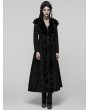 Punk Rave Black Retro Gothic Plush Trim Jacquard Long Winter Coat for Women