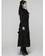Punk Rave Black Retro Gothic Plush Trim Jacquard Long Winter Coat for Women