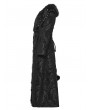 Punk Rave Black Retro Gothic Plush Trim Jacquard Long Winter Coat for Women