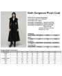 Punk Rave Black Retro Gothic Plush Trim Jacquard Long Winter Coat for Women